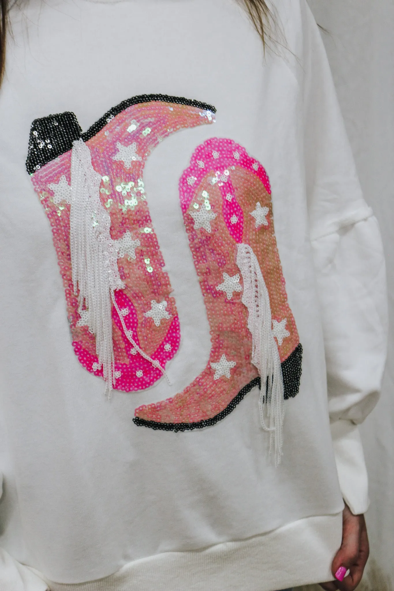 Broadway Star White Sequin Sweatshirt