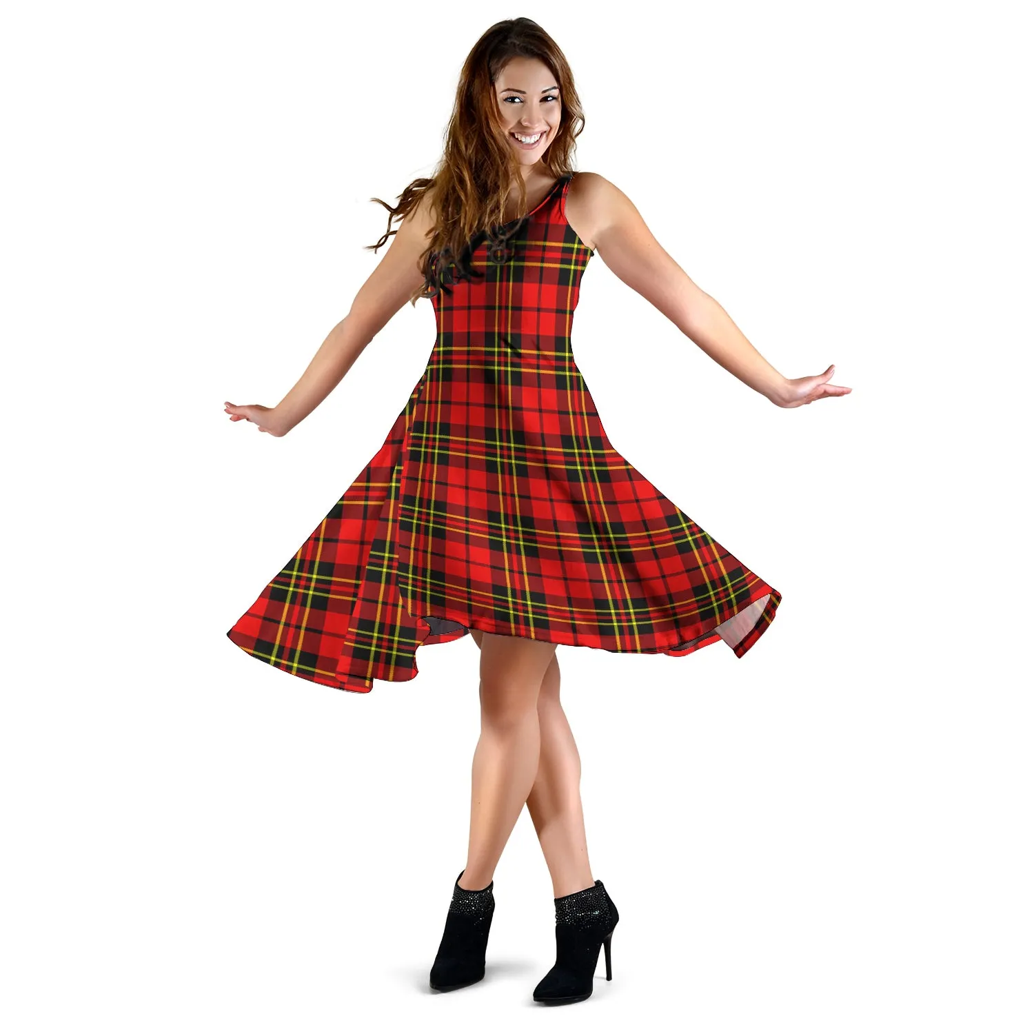 Brodie Modern Tartan Sleeveless Midi Womens Dress