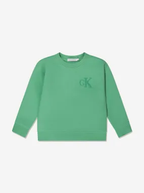 Calvin Klein Boys Interlock Pique Sweatshirt in Green