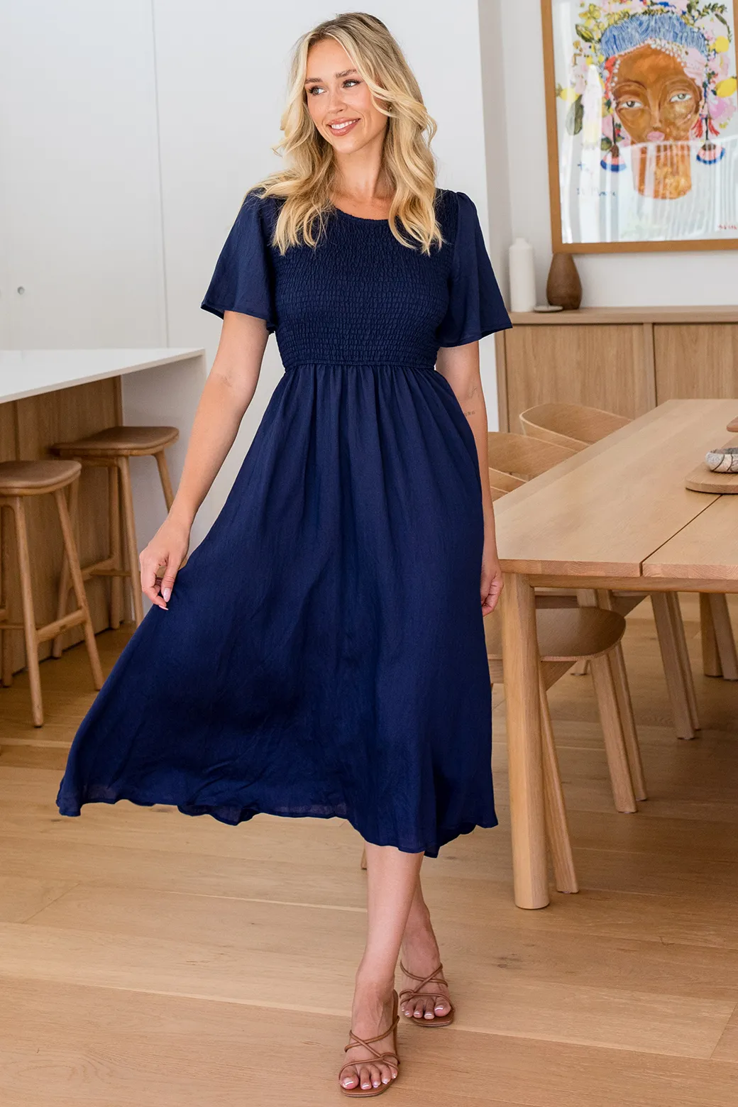 Candace Midi Dress Navy