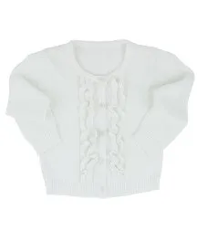 CARDIGAN SWEATER WHITE RUFFLE FRONT