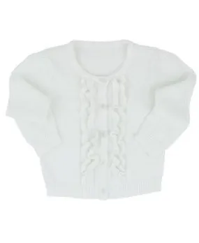 CARDIGAN SWEATER WHITE RUFFLE FRONT