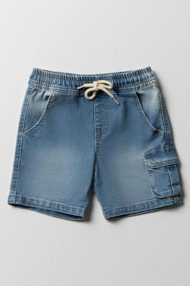 Cargo Denim Shorts Light Blue