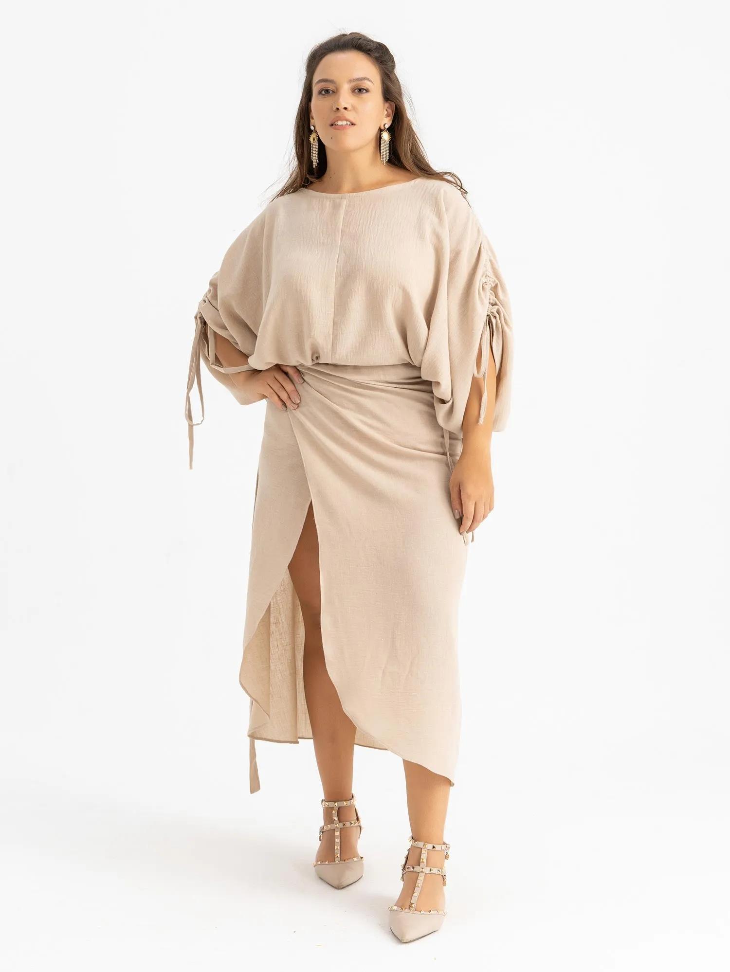 Carolina Satin Wrapped Midi Skirt - Kei Dress