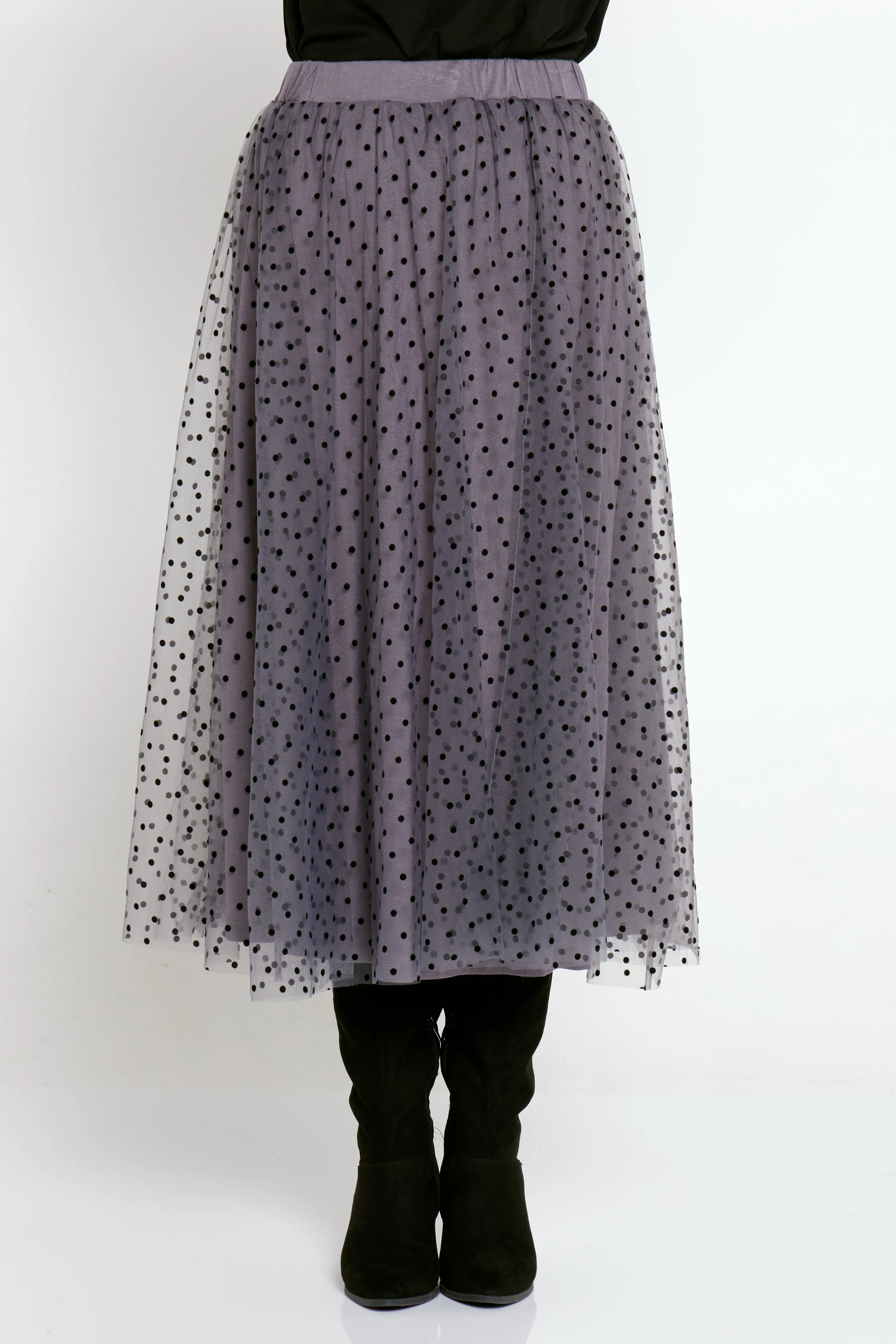 Carrie Tulle Skirt - Steel/Micro Spot