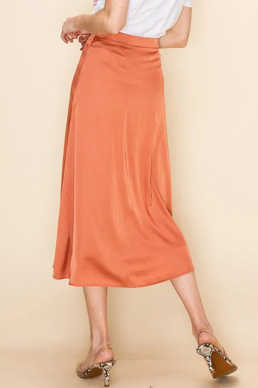 Cassidy Satin Skirt in Terra Cotta