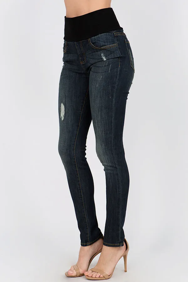 Casual Deep Wash High Waist Jeans