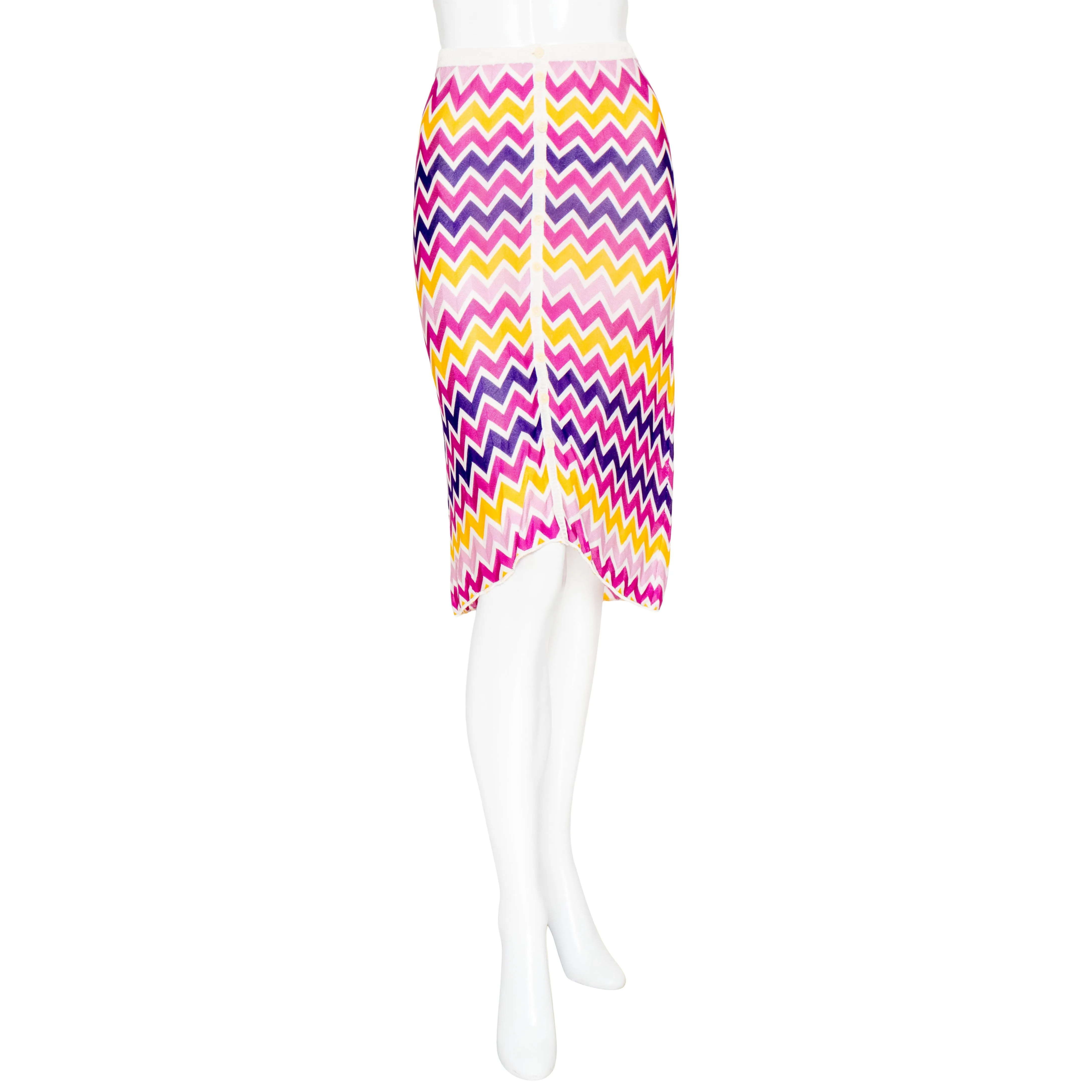 Chevron Knit Button Skirt