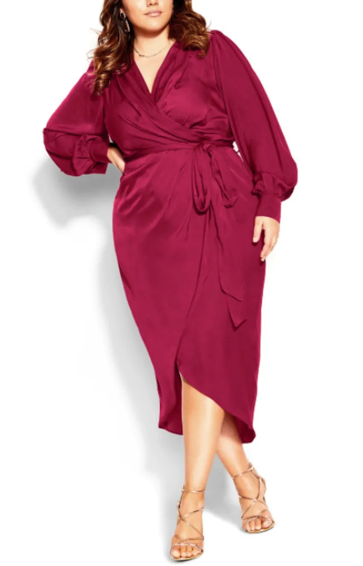 CITY CHIC Plus Size Opulent Wrap Midi Dress