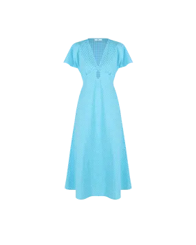 CLOVER MIDI DRESS AQUA GINGHAM