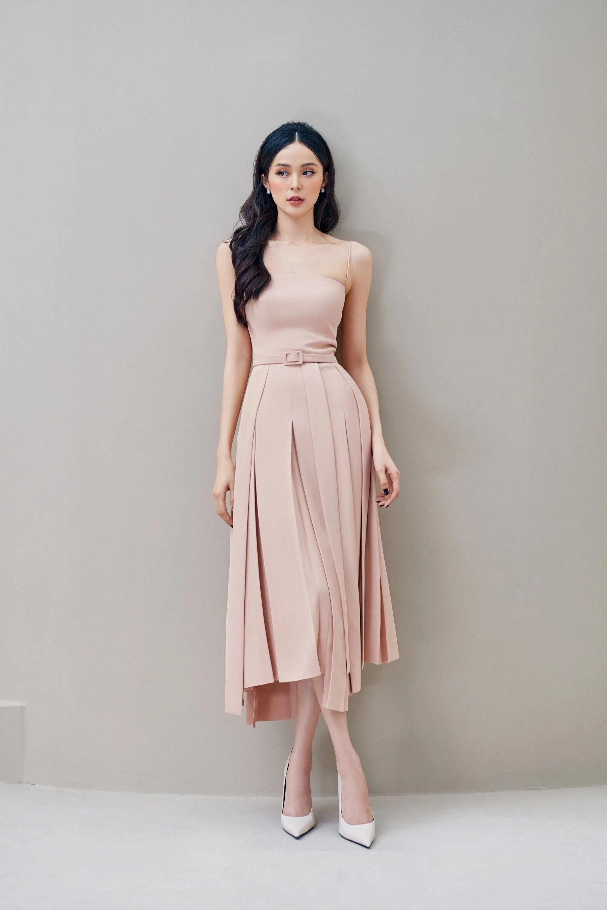 Cocktail wedding guest pleated dress- Rosa