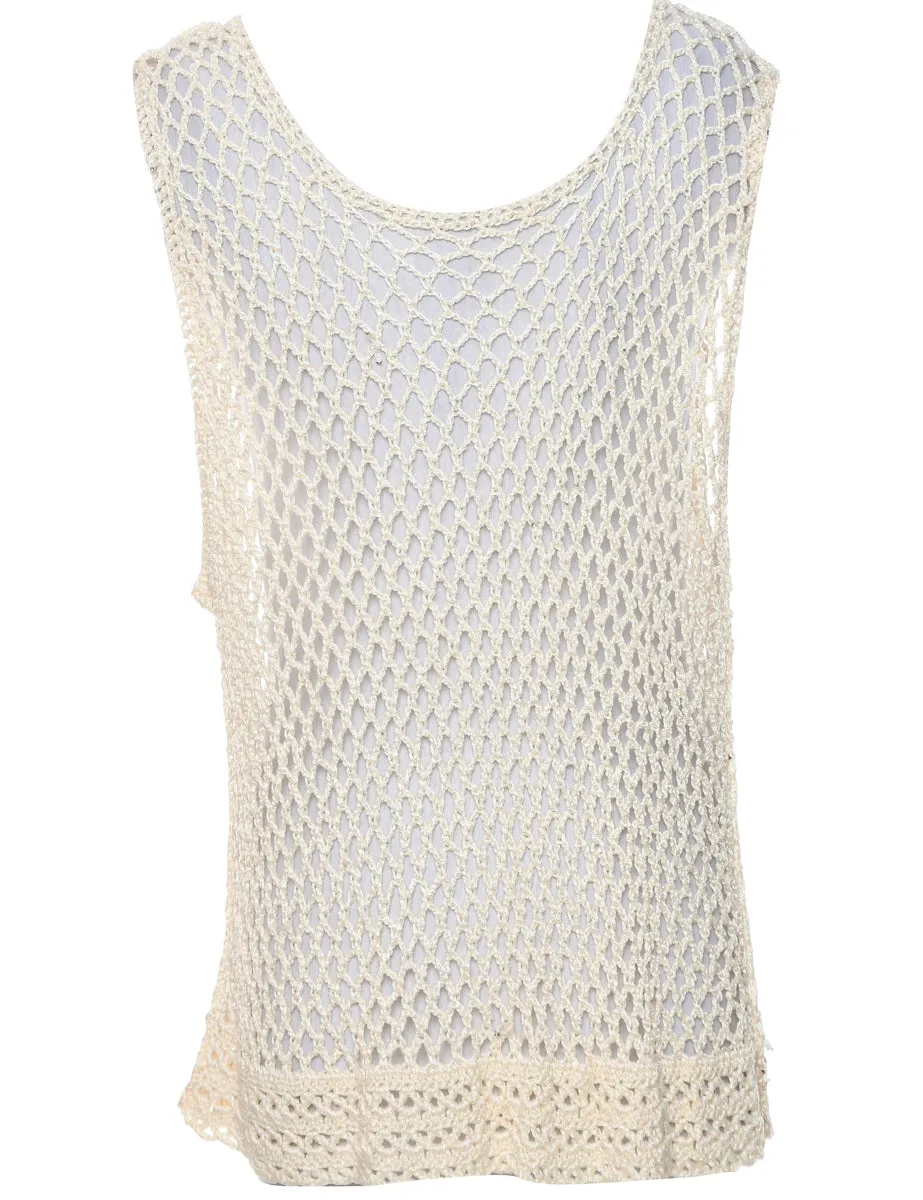 Crochet Off White Jumper - XL