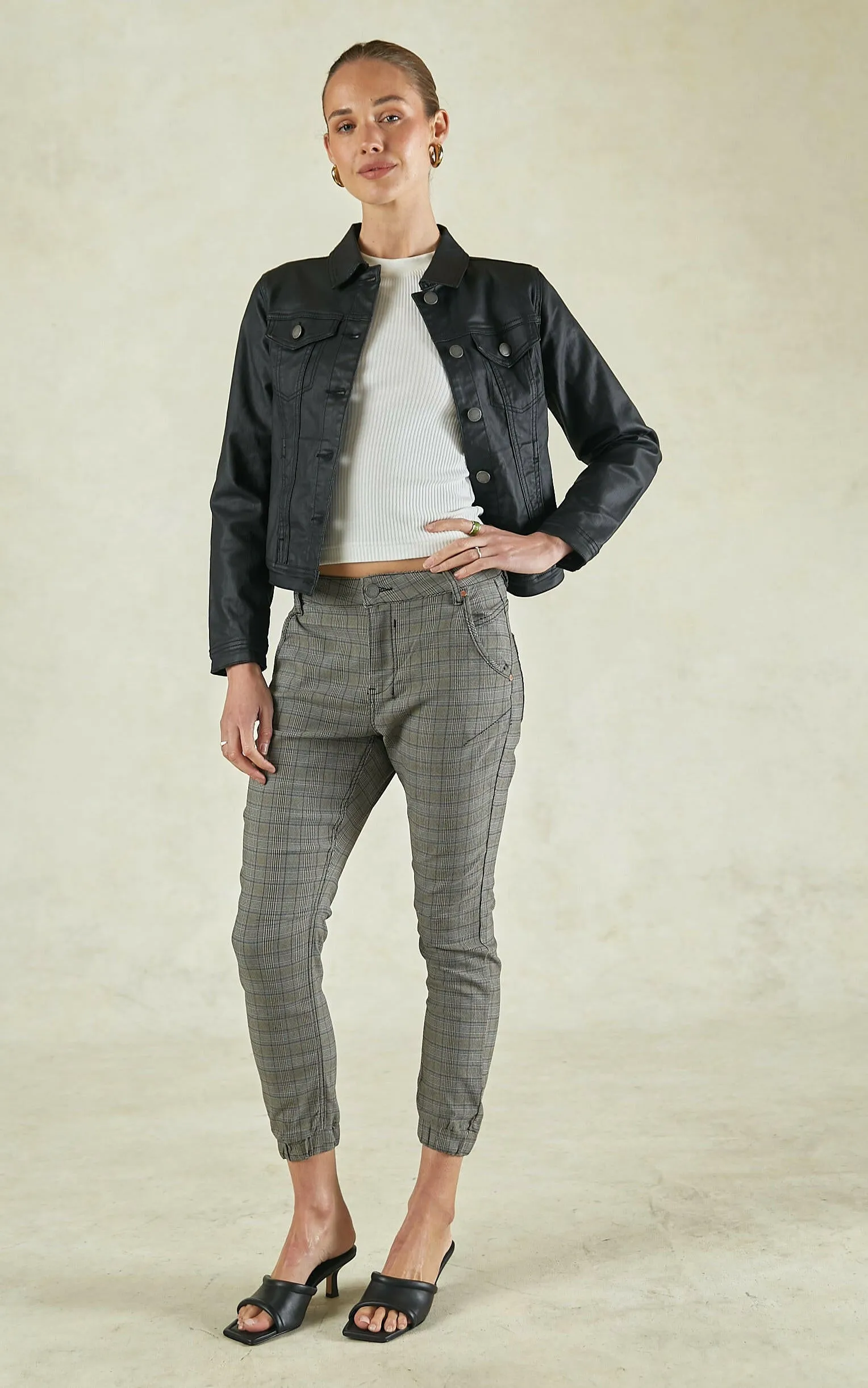 Cuffed Vintage Cobalt Check Jeans