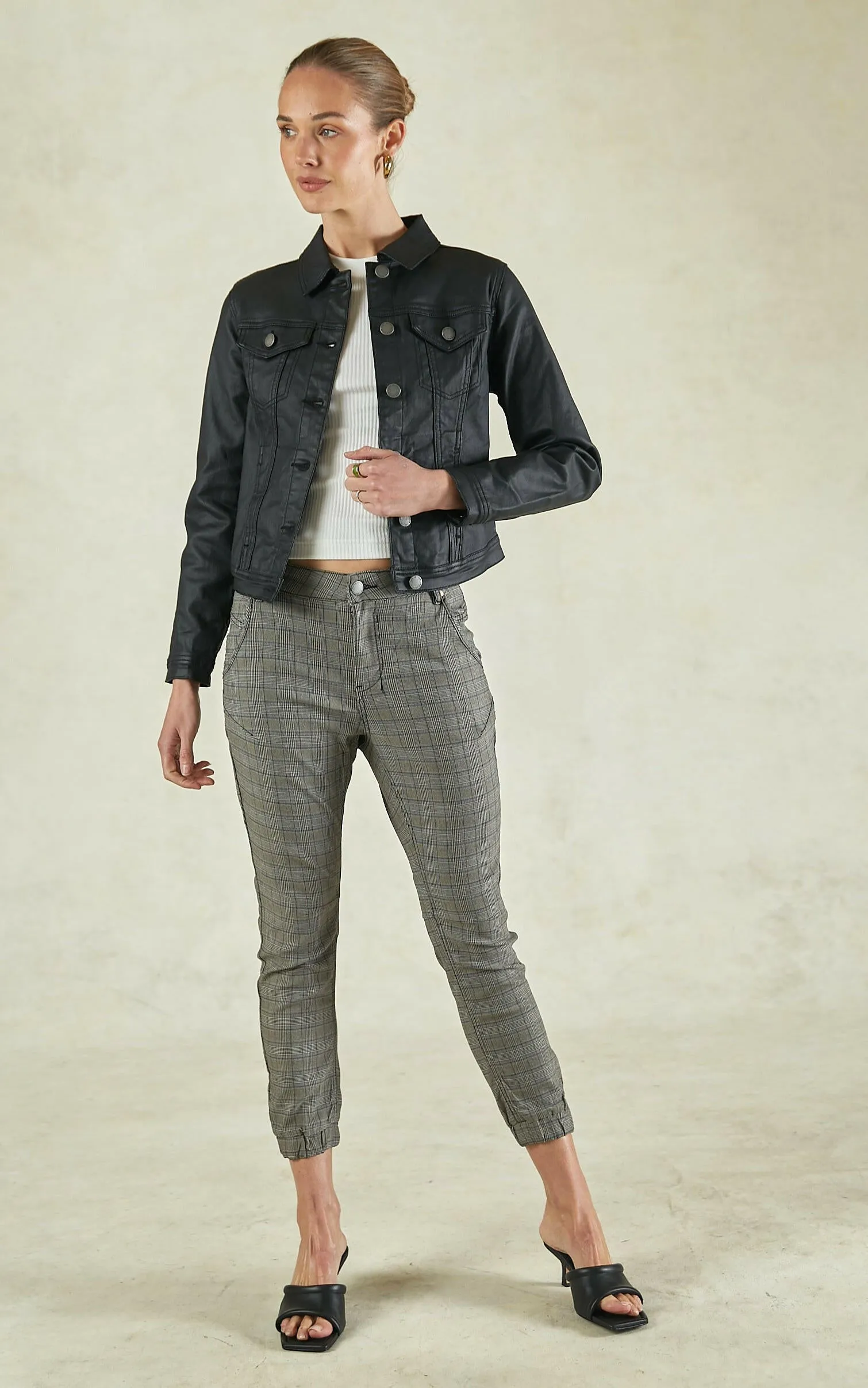 Cuffed Vintage Cobalt Check Jeans