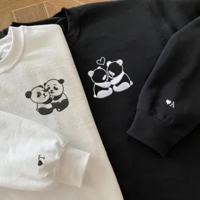 Custom Embroidered Couple Matching Hoodies -  Cute Panda Couple Matching Sweatshirts