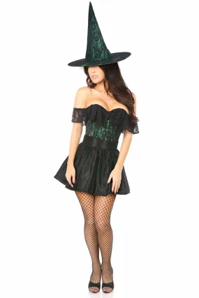 Daisy Corsets Lavish 3 PC Green Lace Off The Shoulder Witch Corset Costume