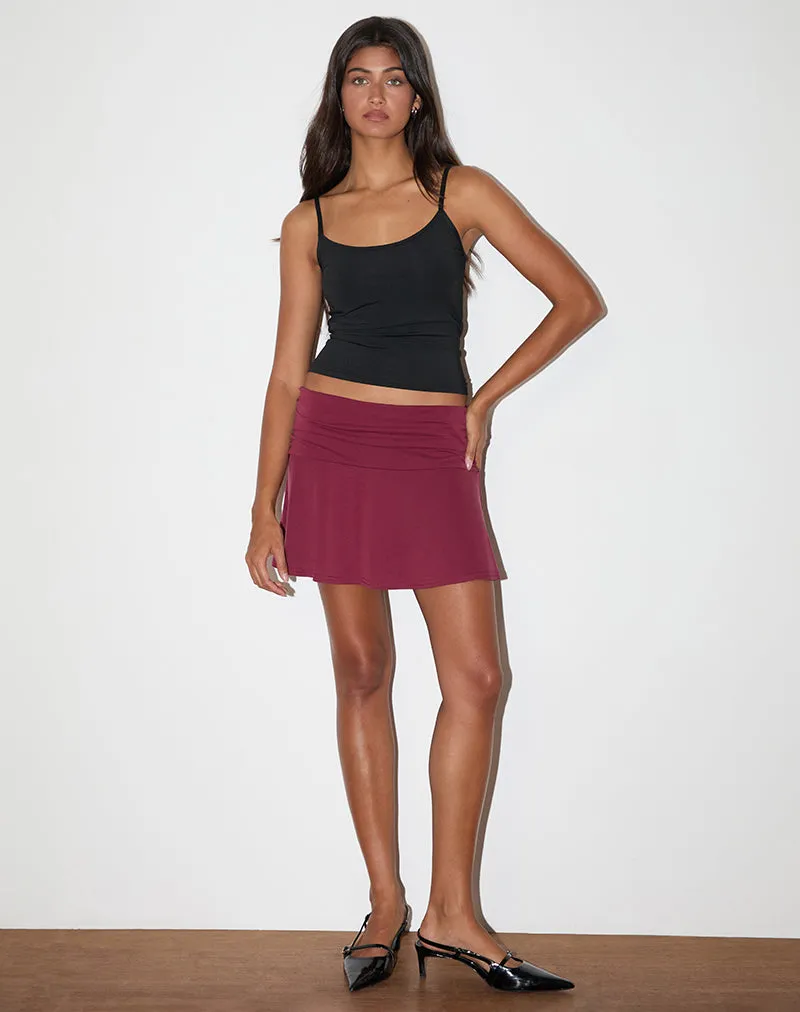 Delita Mini Skirt in Cupro Burgundy