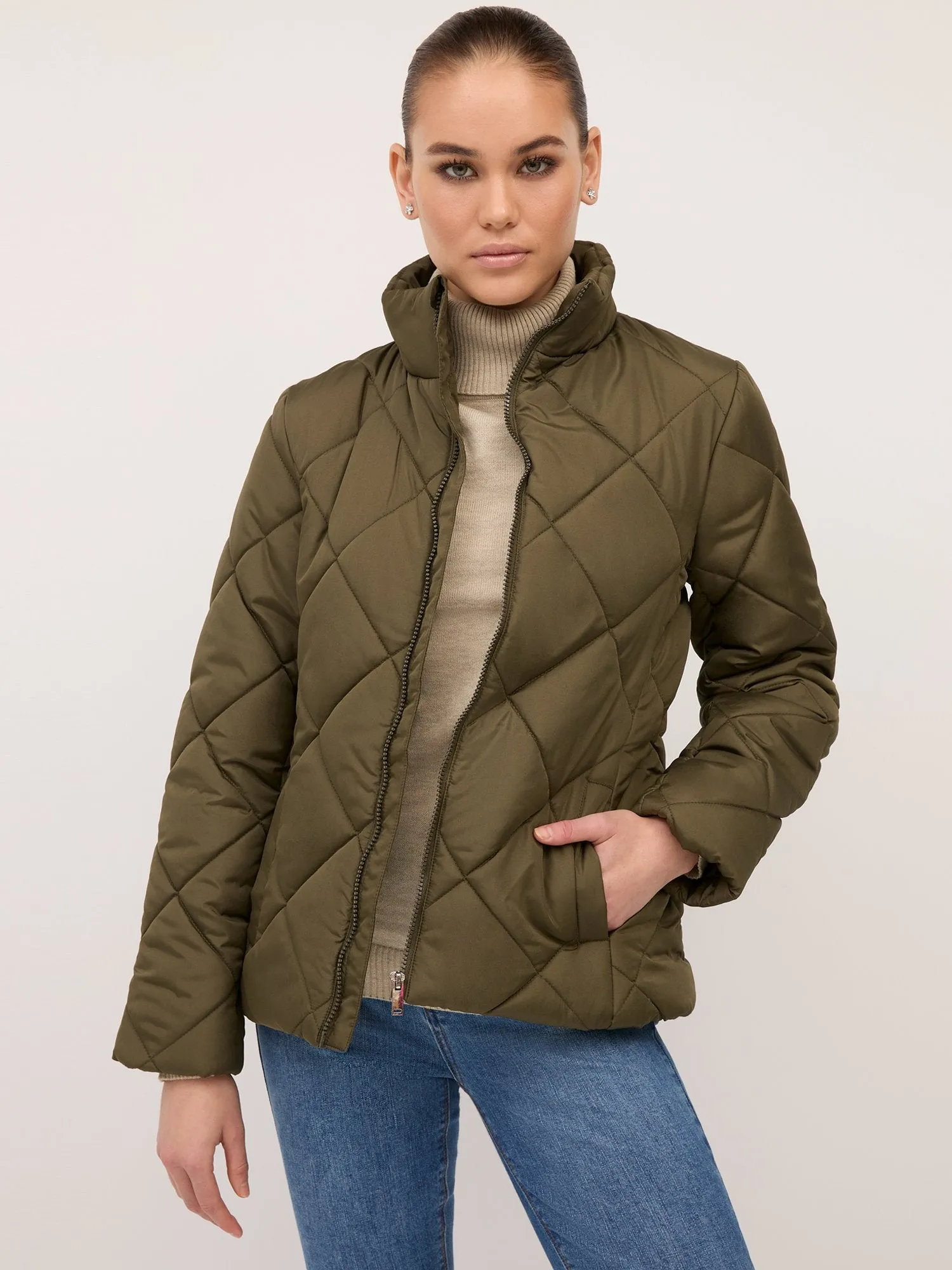 Diamond-Quilted Puffer Jacket