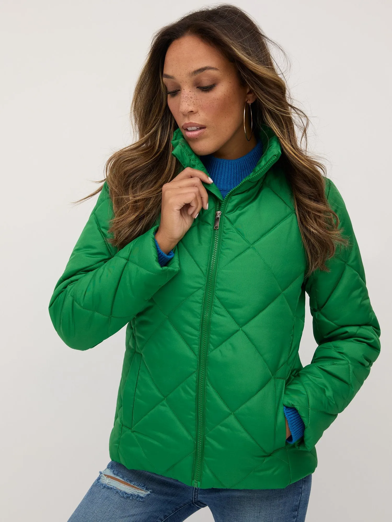 Diamond-Quilted Puffer Jacket