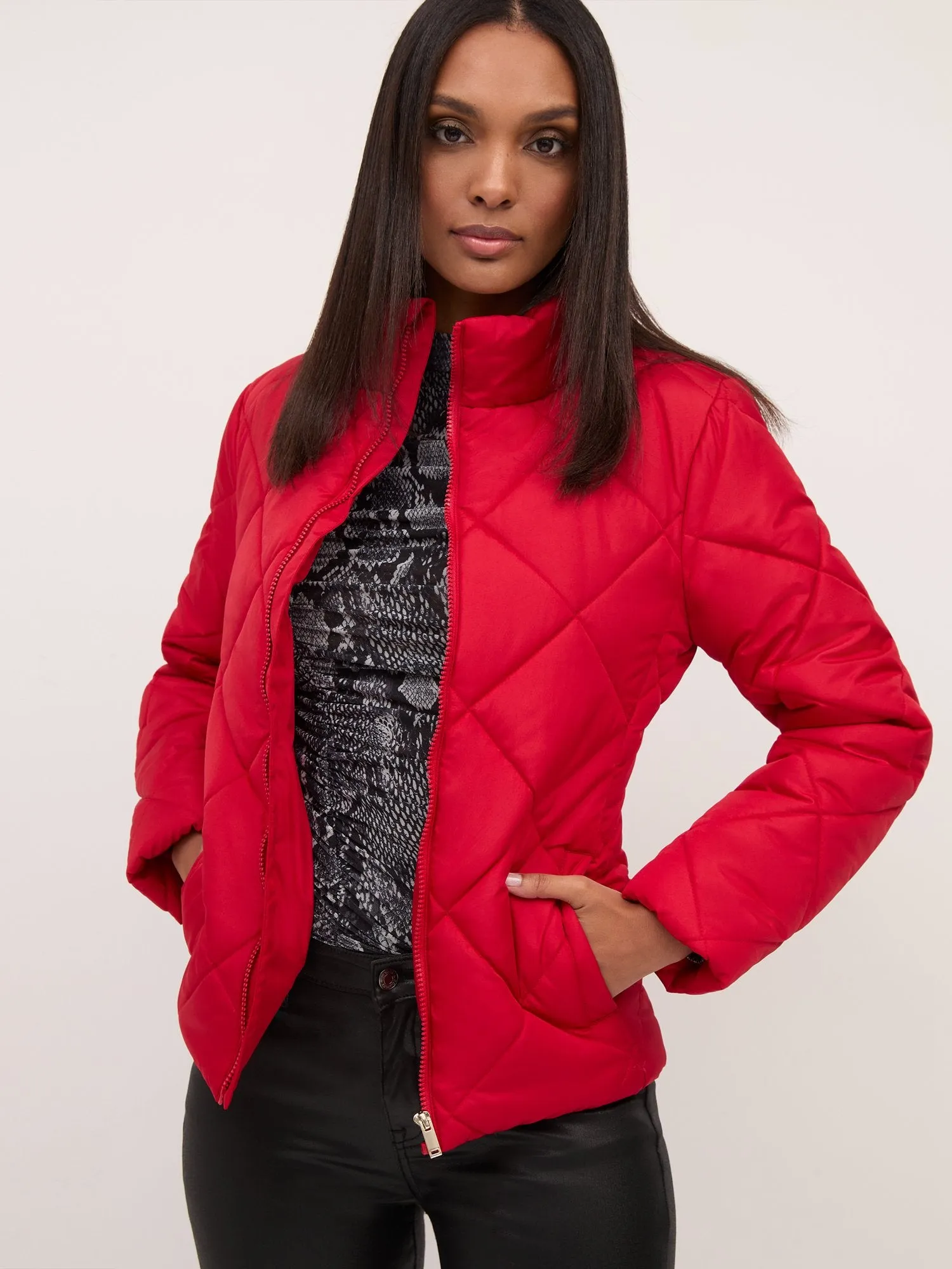 Diamond-Quilted Puffer Jacket