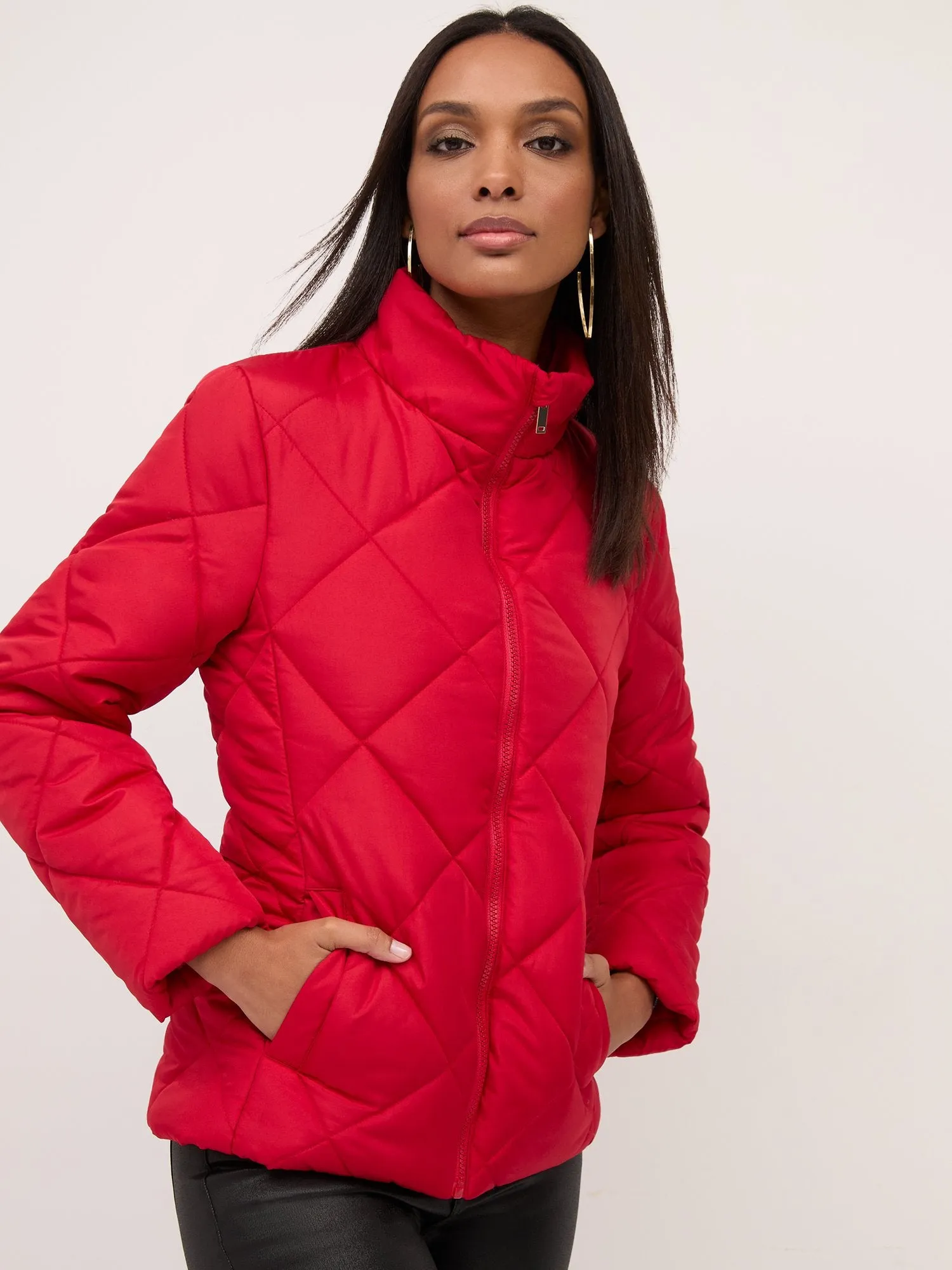 Diamond-Quilted Puffer Jacket