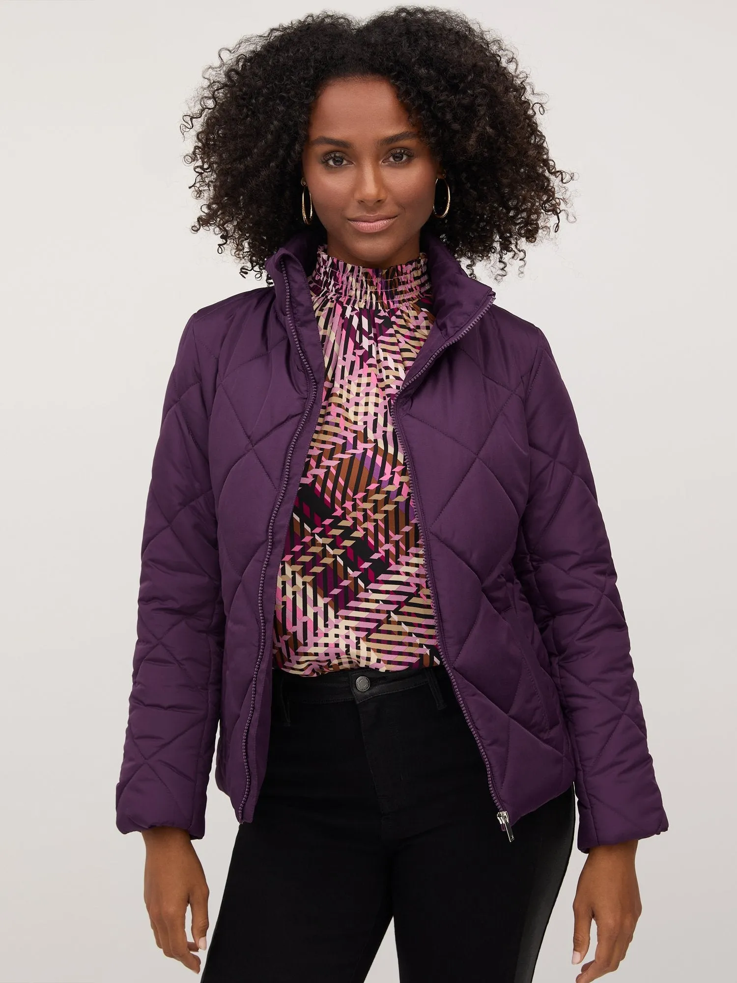 Diamond-Quilted Puffer Jacket