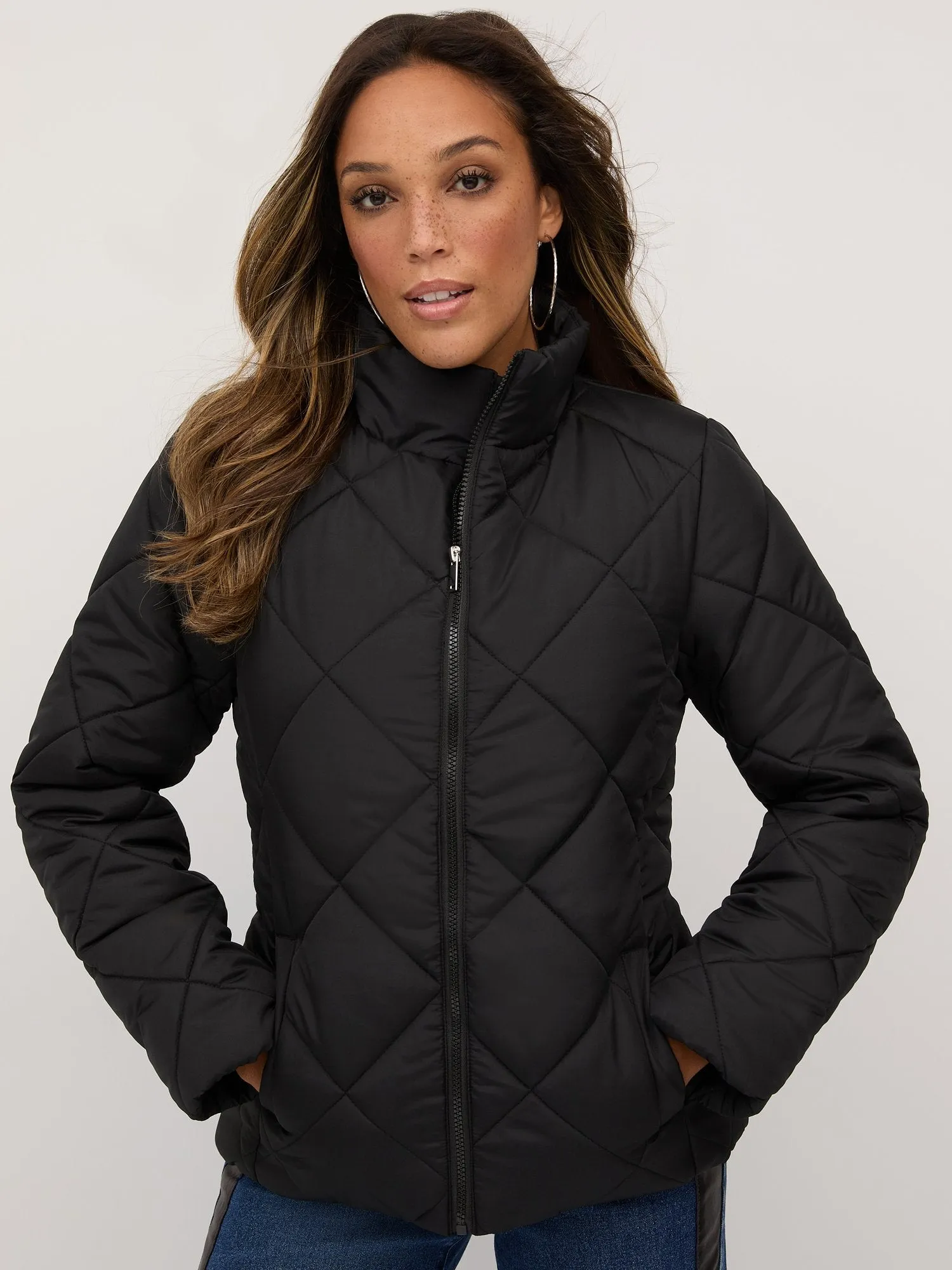 Diamond-Quilted Puffer Jacket