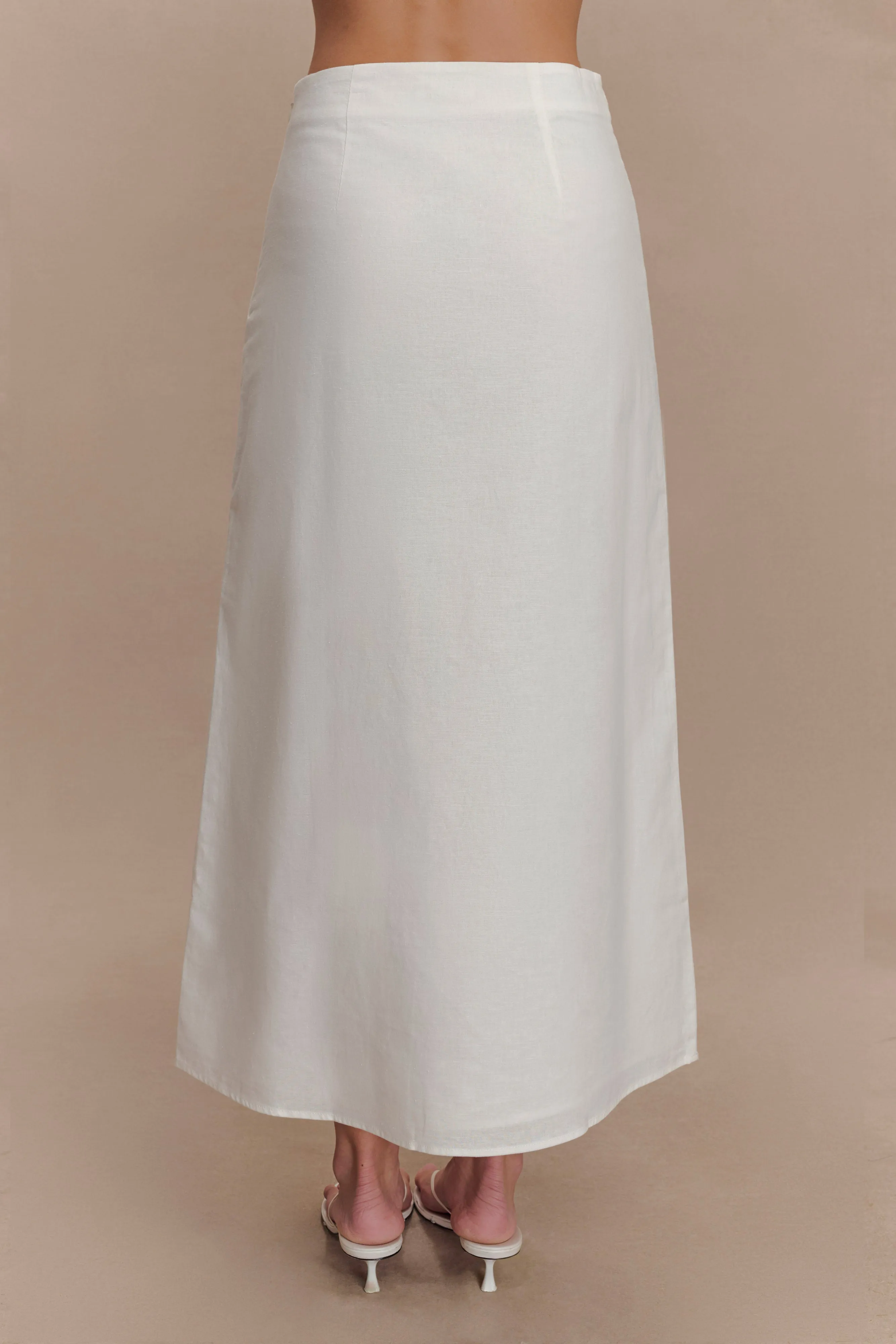 Dora Linen Midi Skirt - Ivory