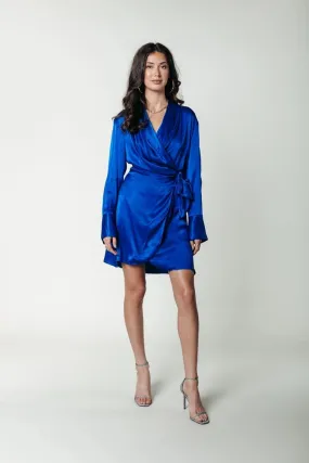 DORIN SATIN WRAP DRESS