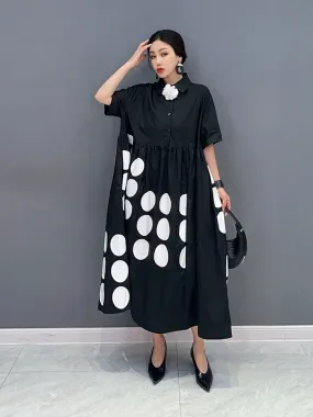 Dot Print Loose Shirt Dress - Culture Heaven Special