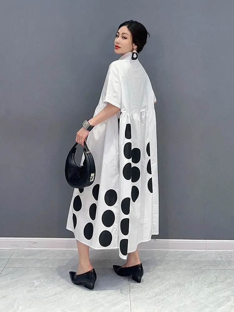 Dot Print Loose Shirt Dress - Culture Heaven Special