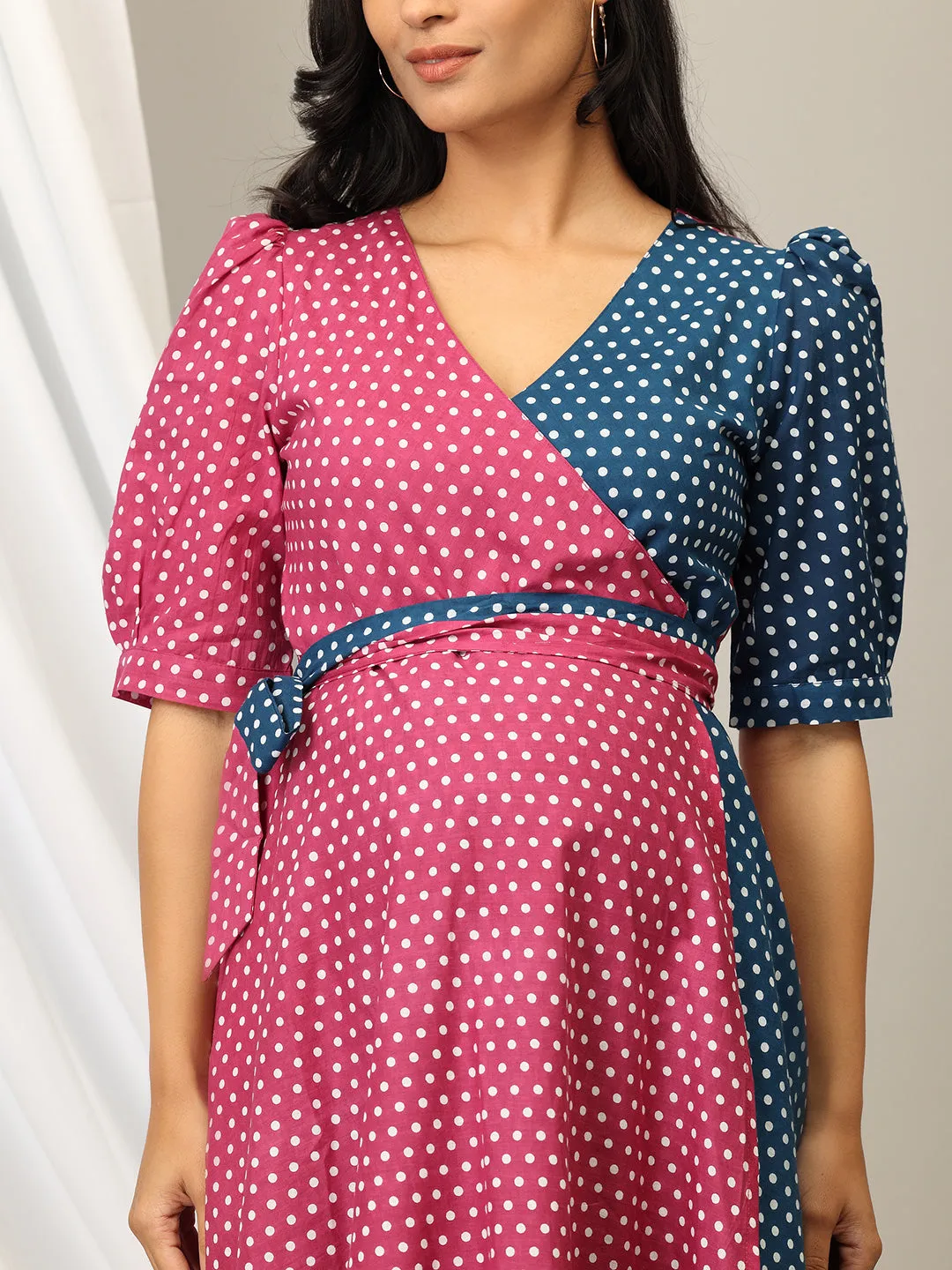 Dotty Delight Maternity Wrap Dress