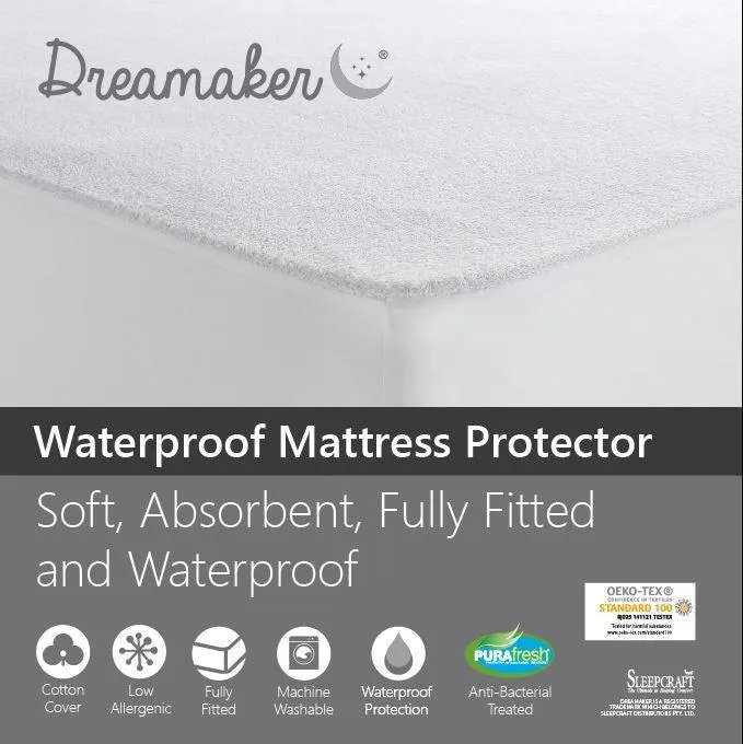 Dreamaker Waterproof Fitted Mattress Protector Queen Bed