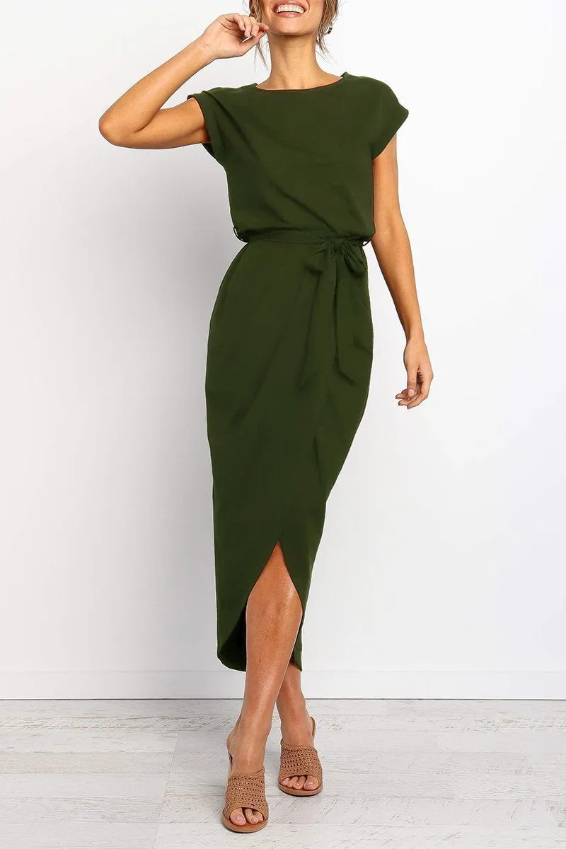 Dunnmall Solid Color Essential Grace Midi Dress(4 Colors)