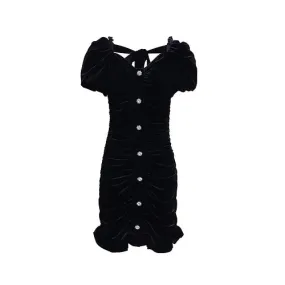 EIMISMOSOL Black Diamond Silk Dress