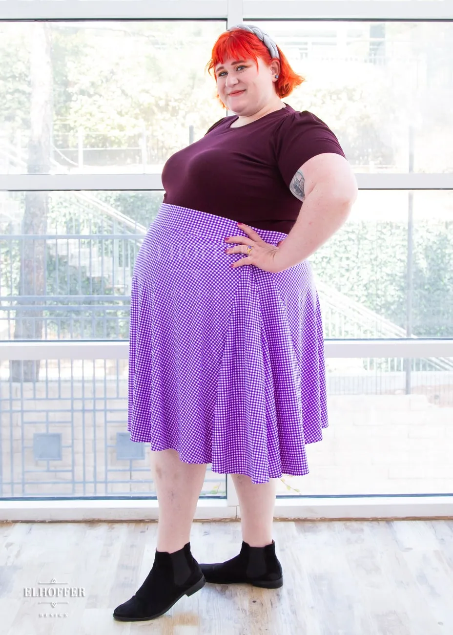 Essential Julie Skirt - Grape Gingham