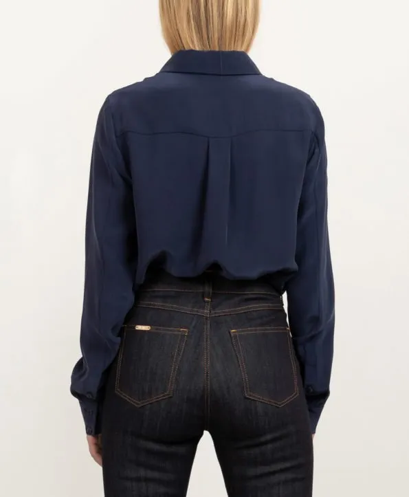 Essential Silk Shirt Navy