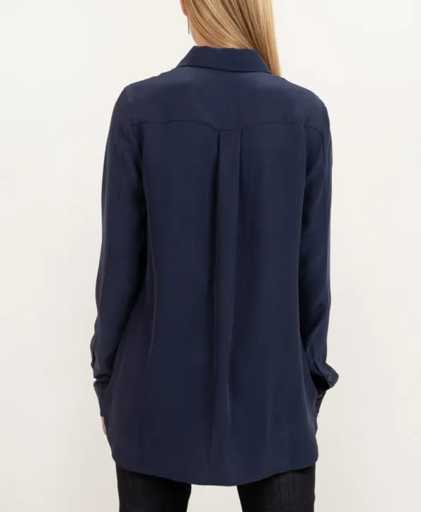 Essential Silk Shirt Navy