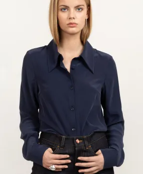 Essential Silk Shirt Navy