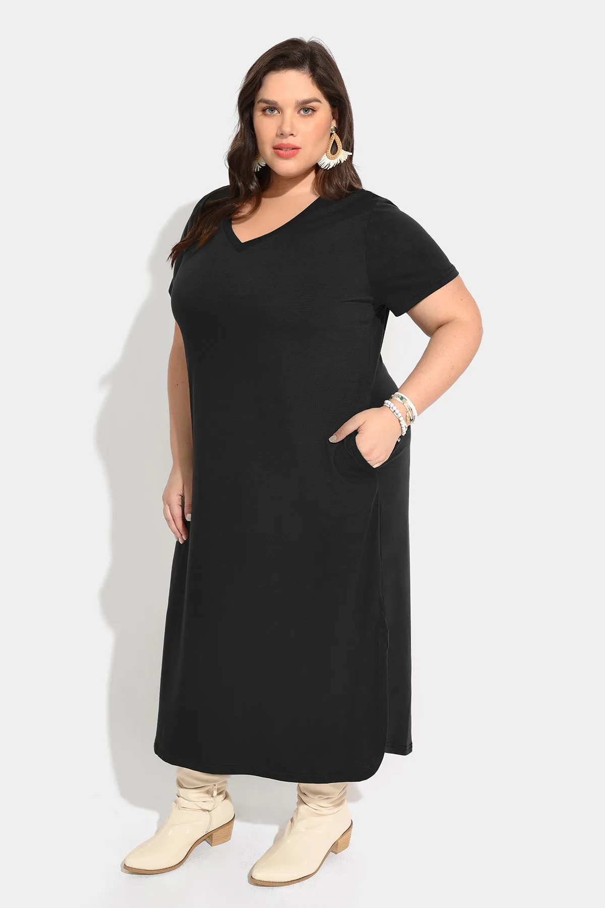 Essential Solid Pockets Maxi Dress