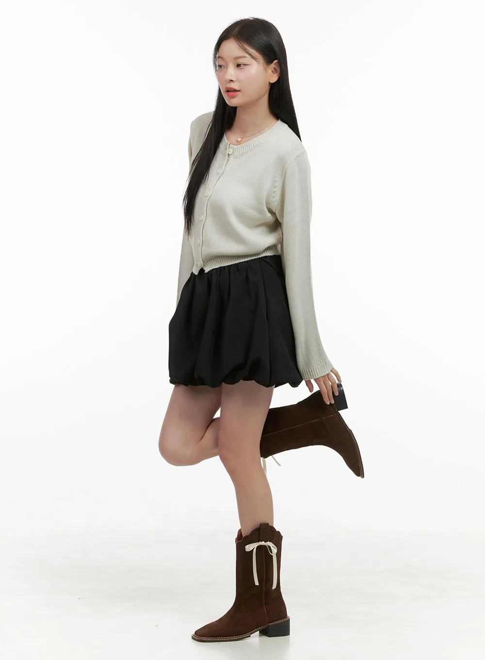 Essential Solid Polyester Mini Skirt OS411