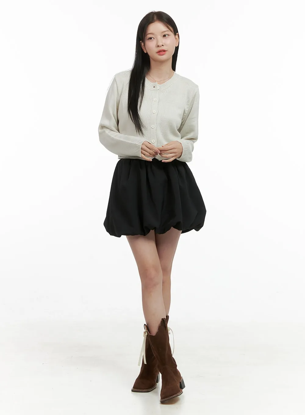 Essential Solid Polyester Mini Skirt OS411