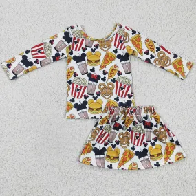 Fashion Toddler Girls Clothes Long Sleeve Top Skirt Set GLD0161