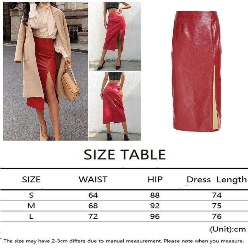 FashionSierra - New Fashion Women Split Wrap Skirt Sexy Ladies Casual High Waist Slim Pu Leather Bottom Skirt OL Dress