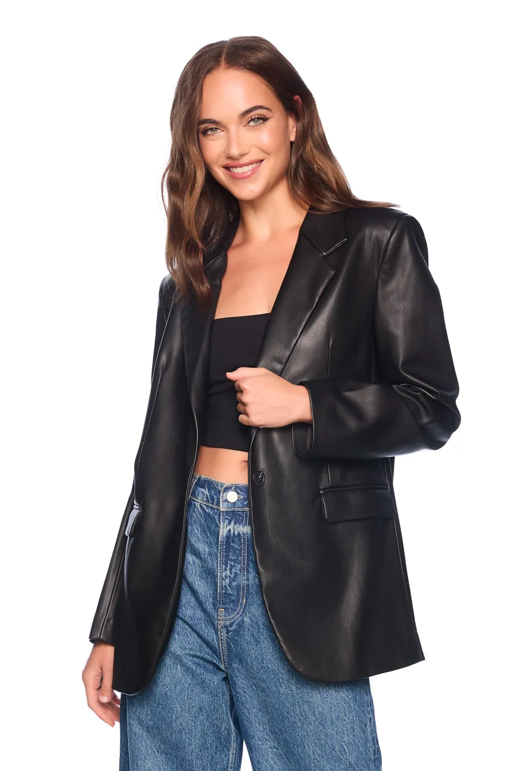 faux leather boyfriend jacket