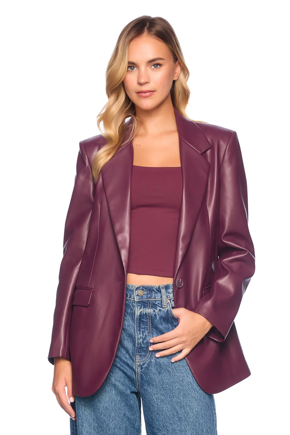 faux leather boyfriend jacket