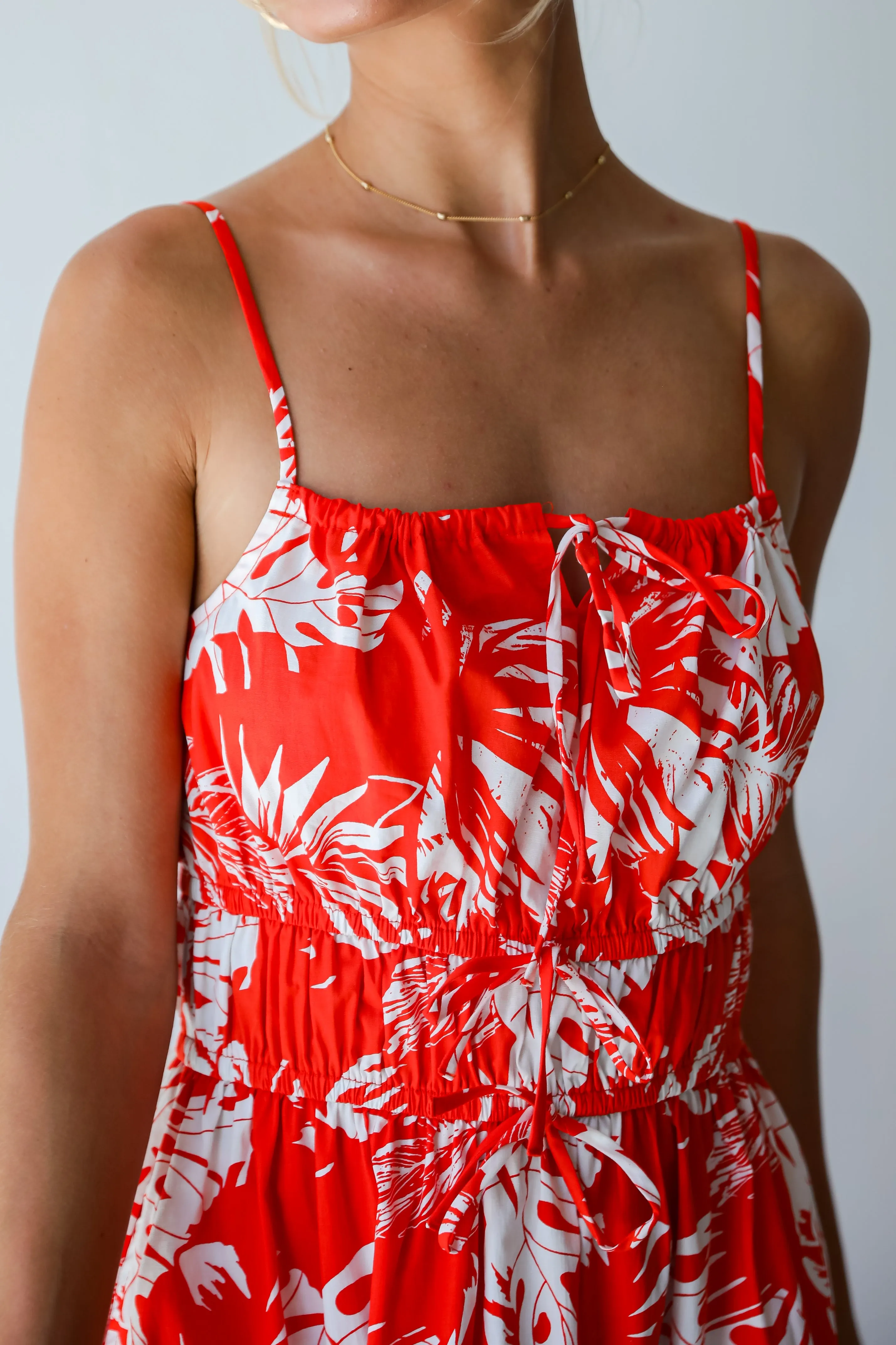 FINAL SALE - Perfect Paradise Orange Tropical Print Midi Dress