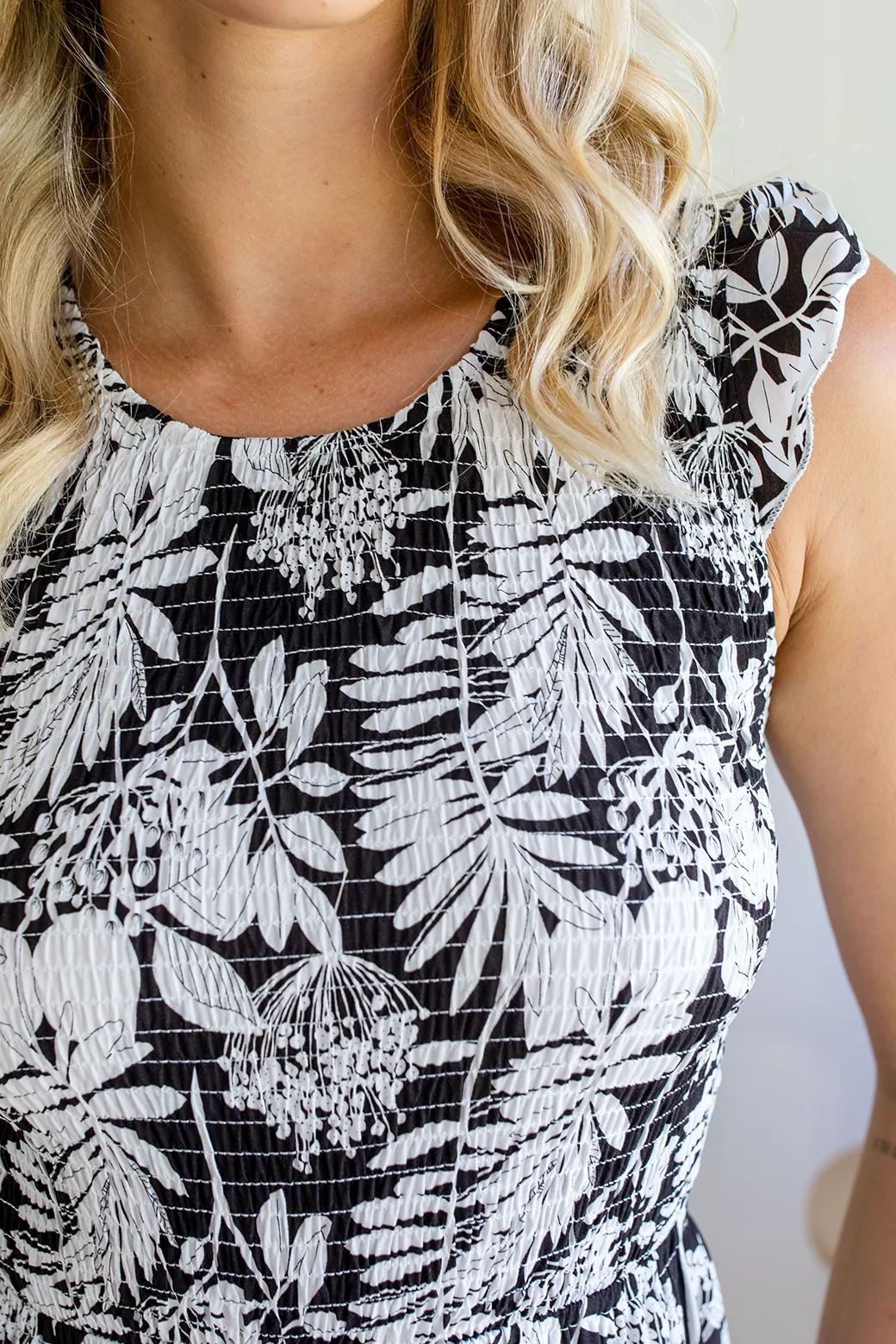 FINAL SALE | Summer Midi Dress Banks Print Black/White