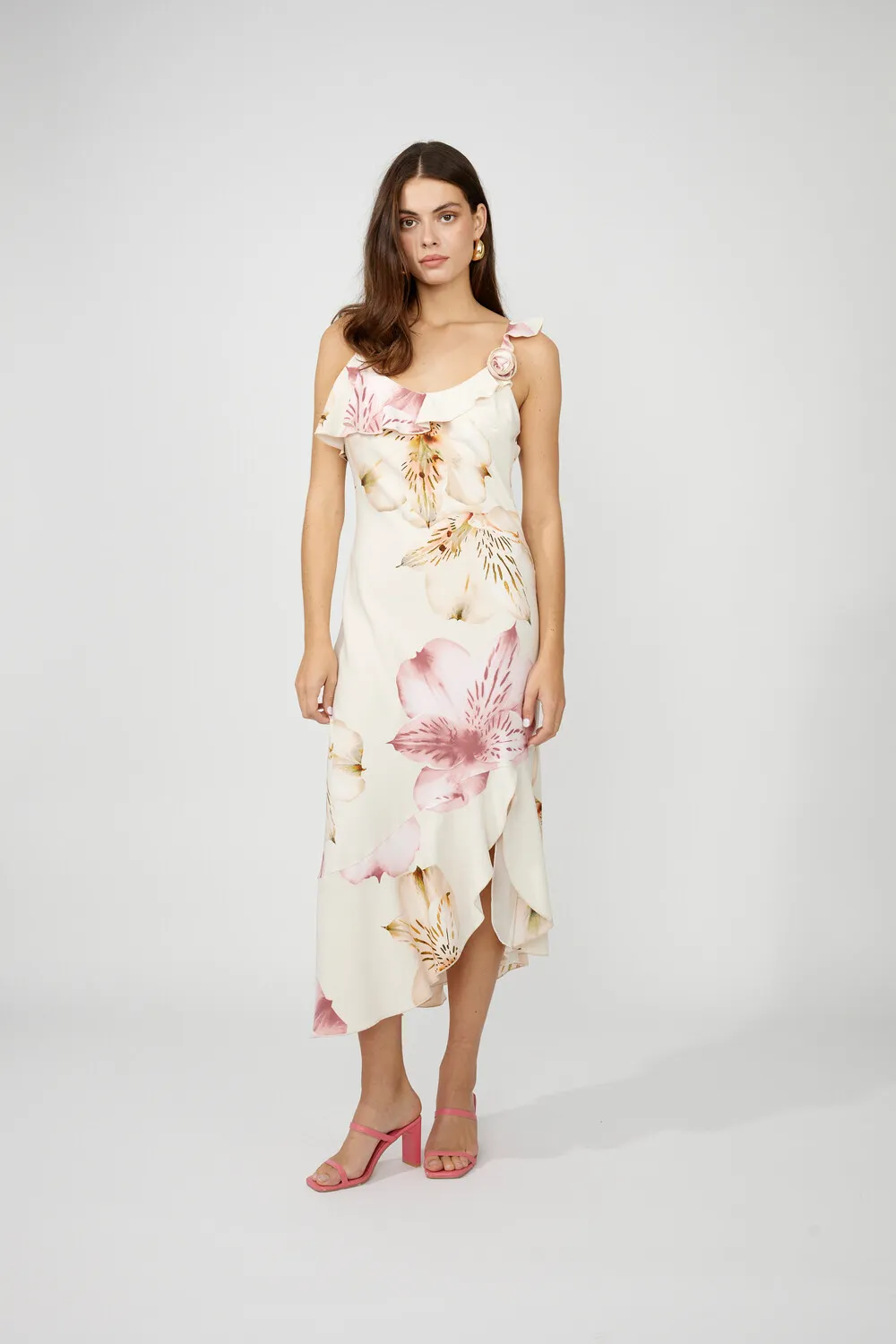 Floral Wrap Midi Dress