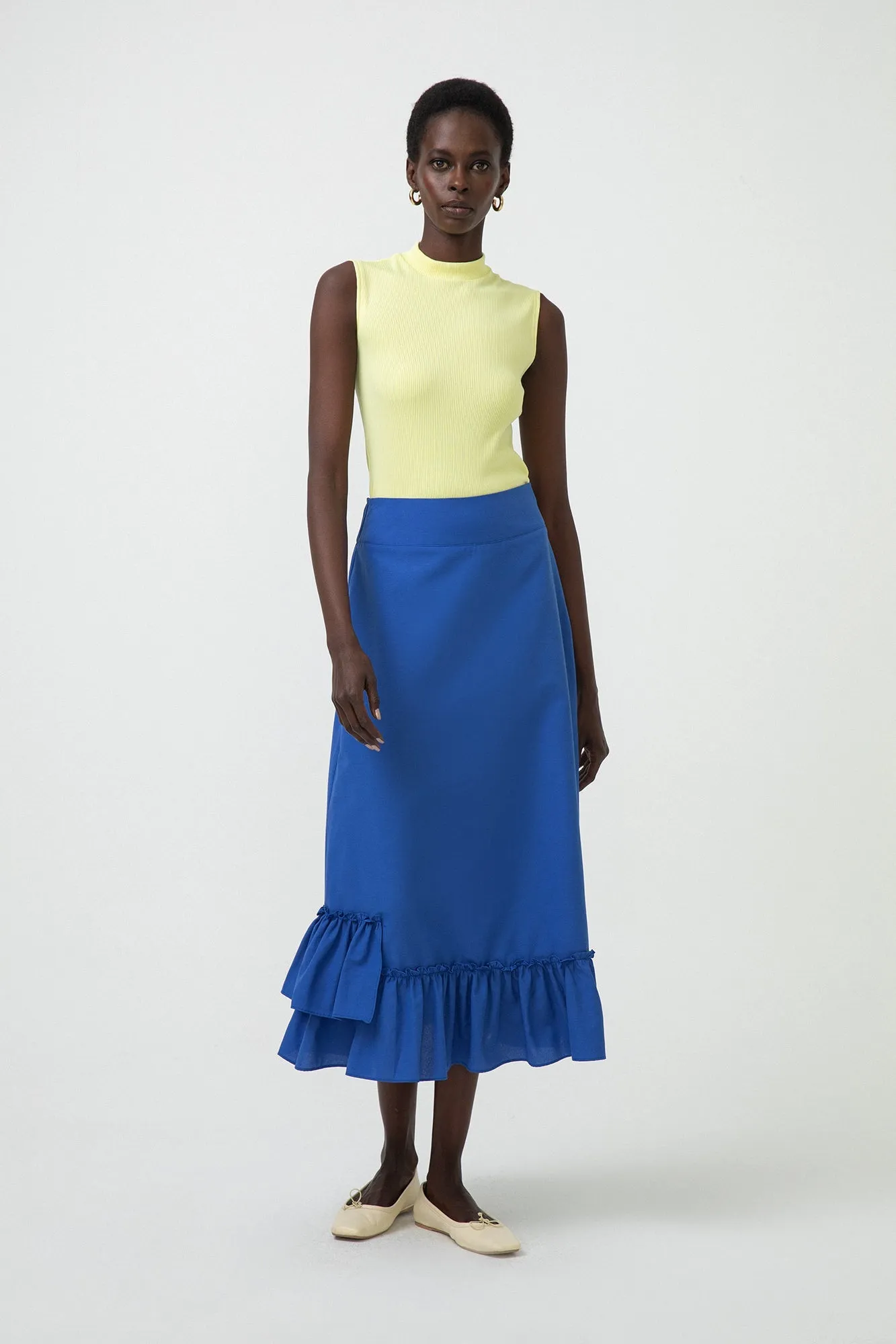 FRILLED POPLIN SKIRT